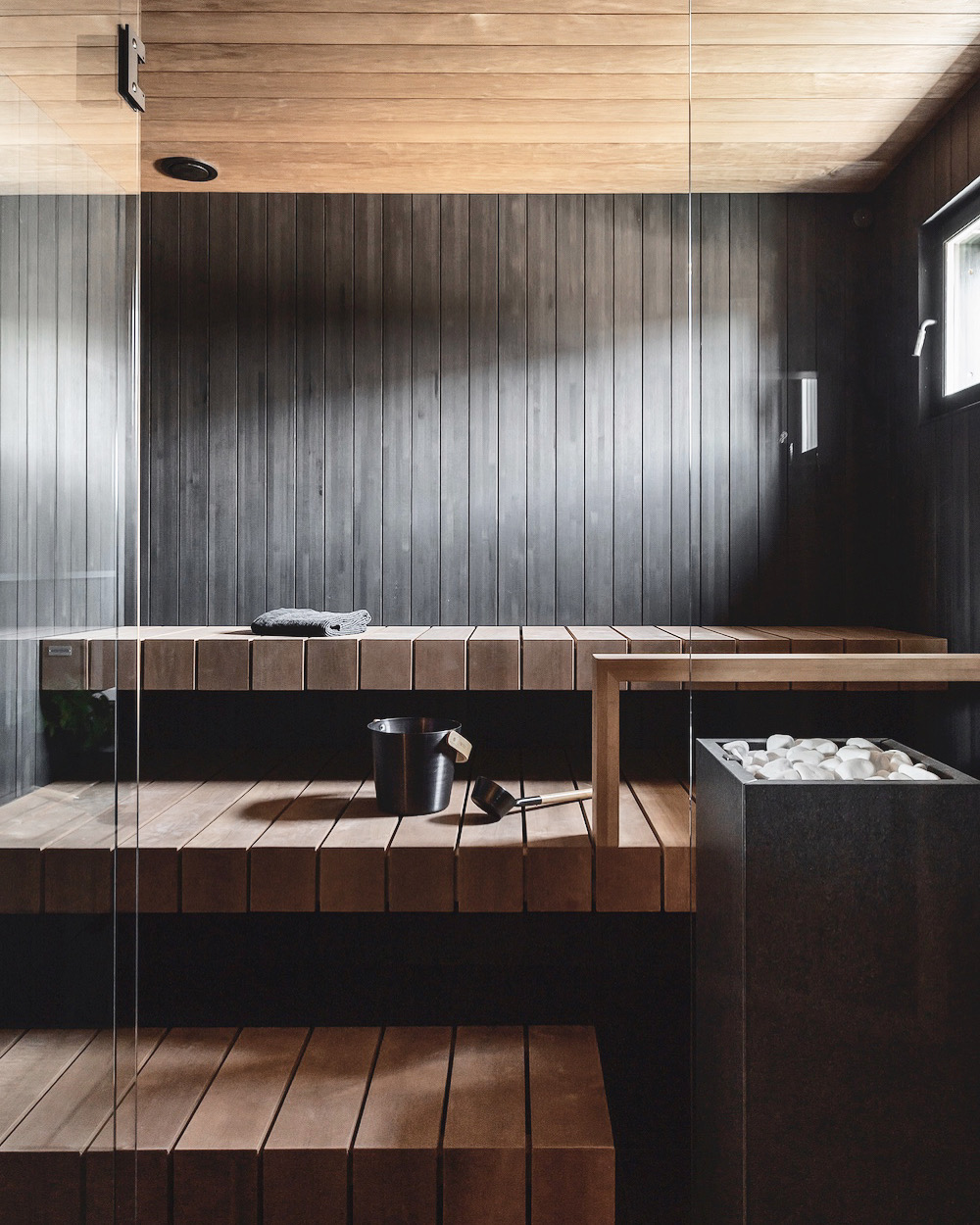 Finnlog Hetena sauna sisustussuunnittelu Tuusulan Asuntomessut, referenssejä suunnittelukohteista